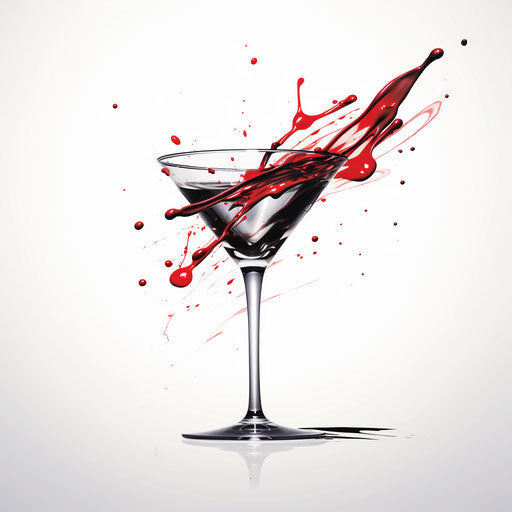 Martini glass in Chiaroscuro Art style, on white background