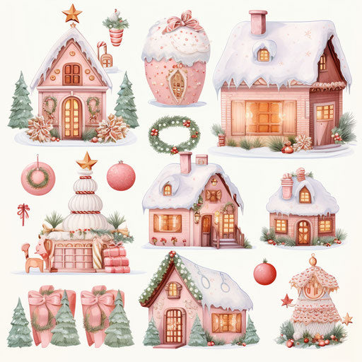 Christmas clipart images in Pastel Colors Art style