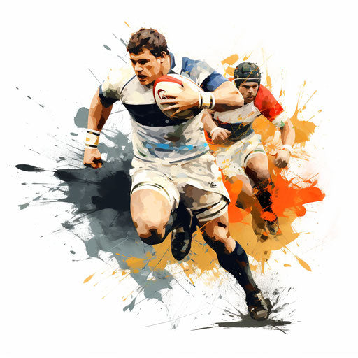 Rugby clipart in the style of Impressionistic Art, on white background