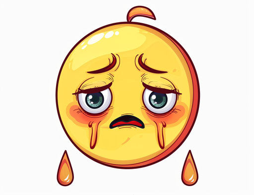Crying emoji clipart face, plain white background