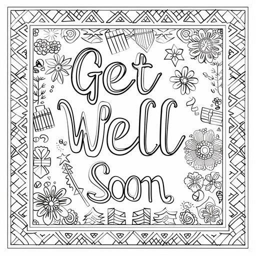 Bold message with geometric patterns border