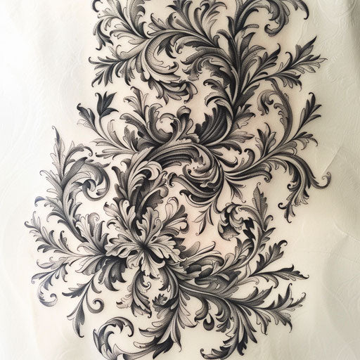 Ornamental vine tattoo with baroque influences