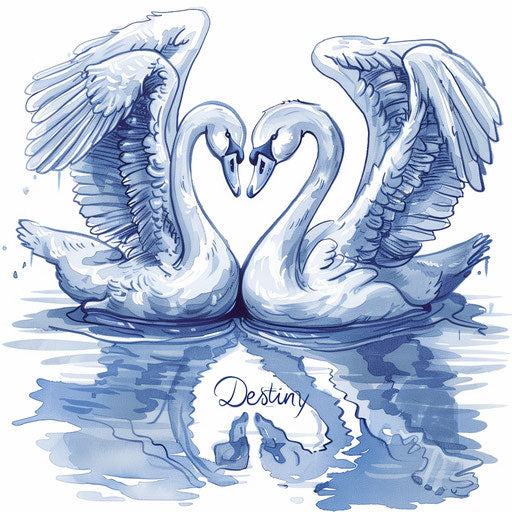 Romantic tattoo of two swans forming a heart