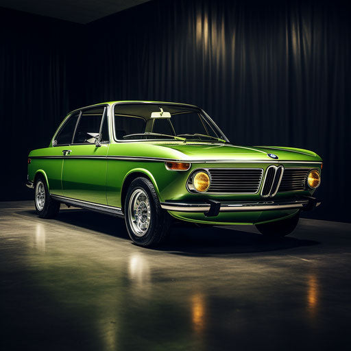 Bright green classic BMW car