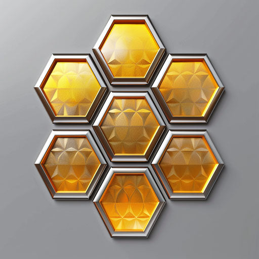 Flat metallic silver backdrop with realistic honeycomb clipart