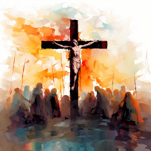 Good Friday clipart in the style of Impressionistic Art