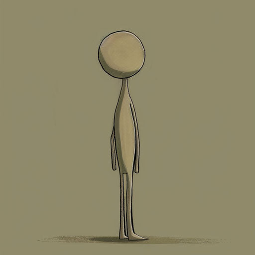 Stick figure drawing on realistic olive background