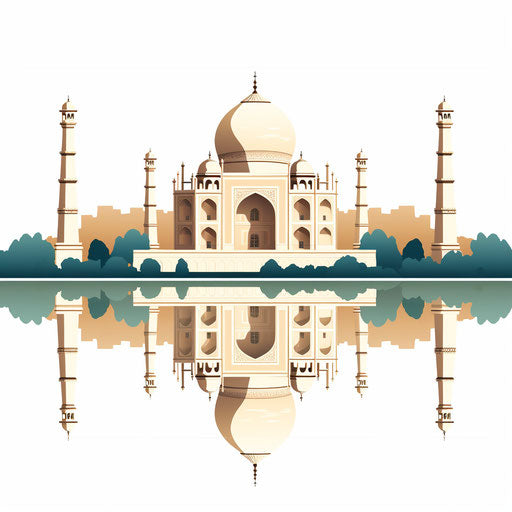 Taj Mahal in the style of Chiaroscuro Art, on white background