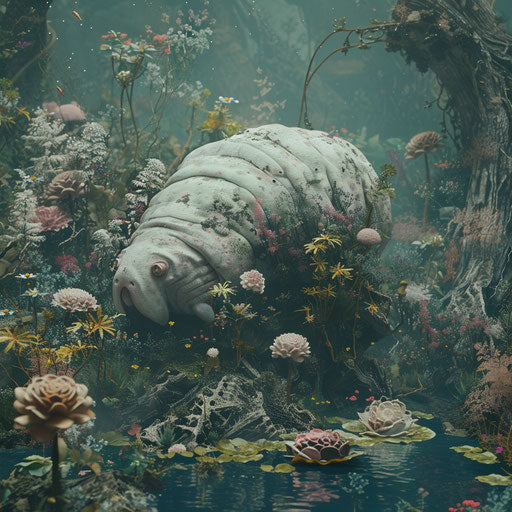 Tardigrade in a surreal and dreamy environment