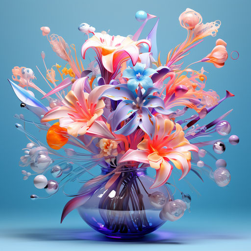 Digital floral bouquet on blue background