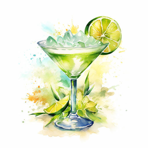 Margarita clipart in the style of Impressionistic Art, on a white background