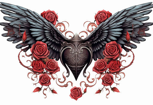 Floral wings with rose vector detailed and intricate illustration