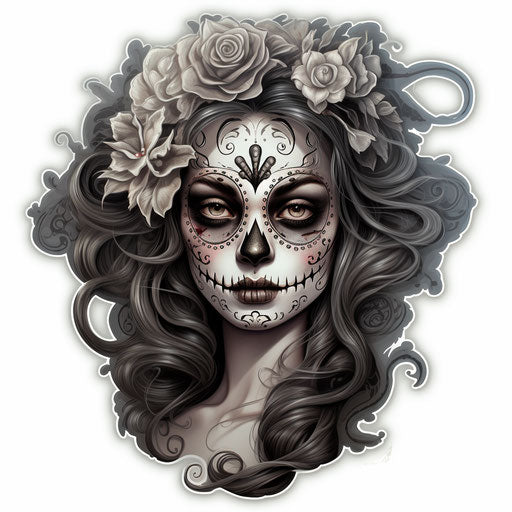 Day of the Dead girl sticker design