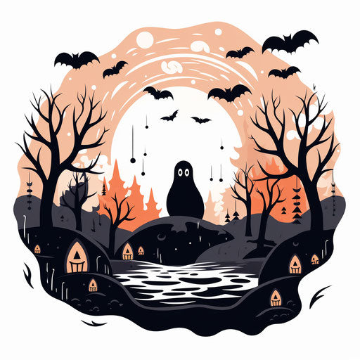 Spooky clipart in Minimalist style, on a white background