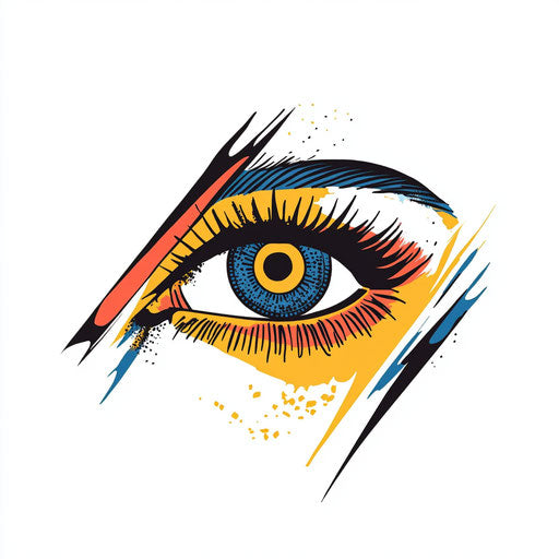 Eye tattoo on arm with bold colors
