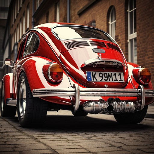 Vintage VW Beetle Car with Larger Exhausts