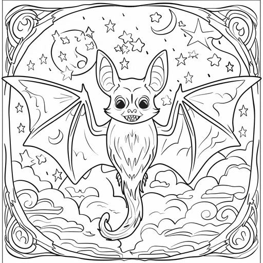 Bat amidst stars and clouds