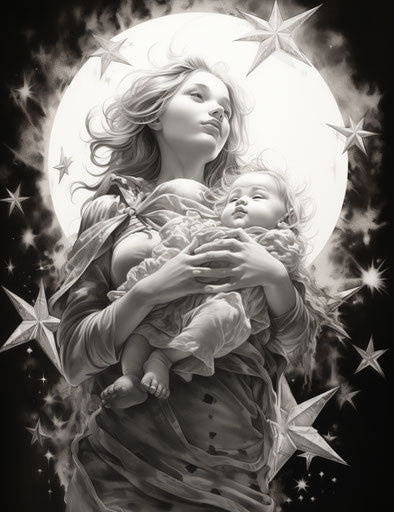 Starry sky with a Madonna and child touch