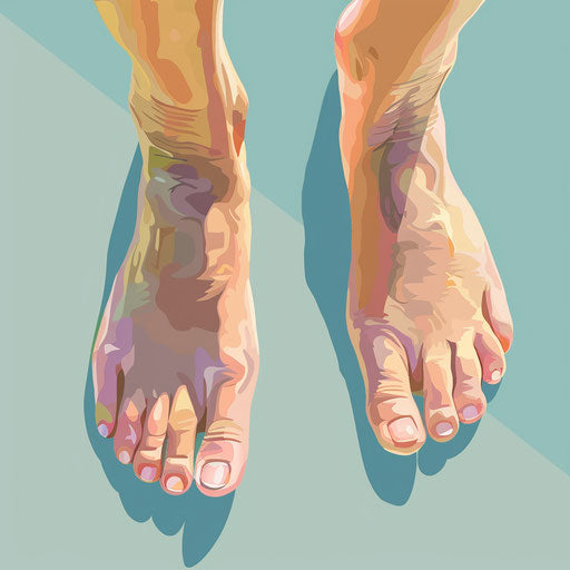 Realistic feet clipart with flat random backdrop