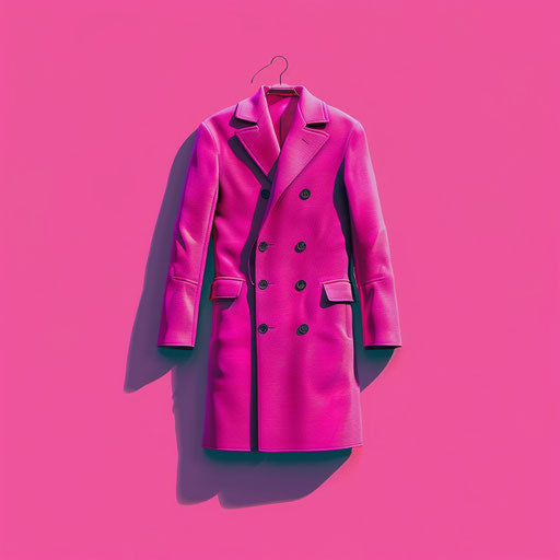 Coat clipart on vivid magenta background in realistic style