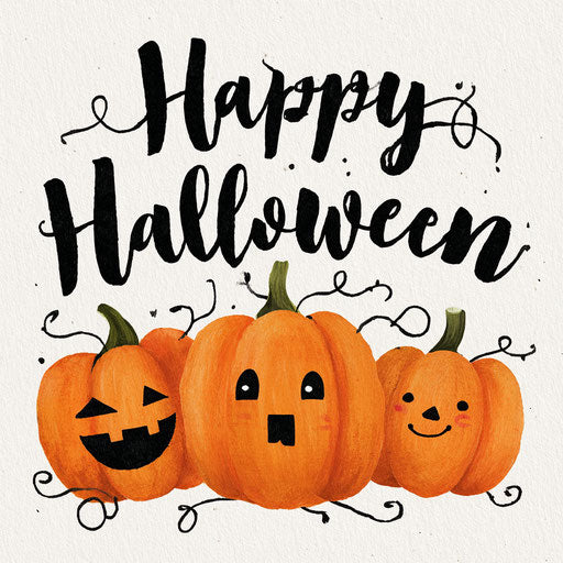 Cheerful Halloween with smiling pumpkins