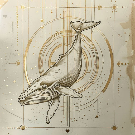 Art deco inspired whale tattoo sketch