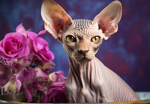 Sphinx cat for adoption in Tampa Florida, highly realistic style
