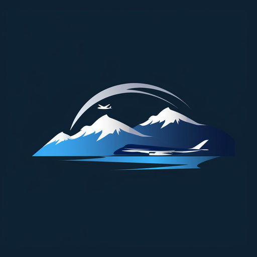Professional travel logo with bold lines on dark blue background