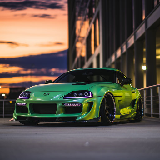 Classic Toyota Supra bright green