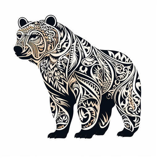 Bear drawing in intricate pattern on white background