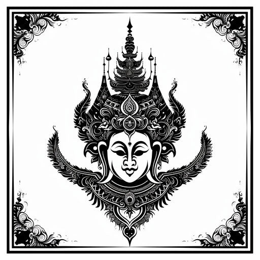 Traditional Thai Sak Yant tattoo sketch