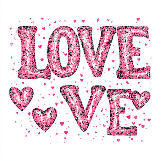 Leopard print design with pink glitter text and heart on white