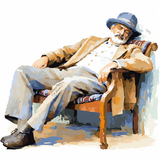 Nap illustration in the style of Impressionistic Art, on white background