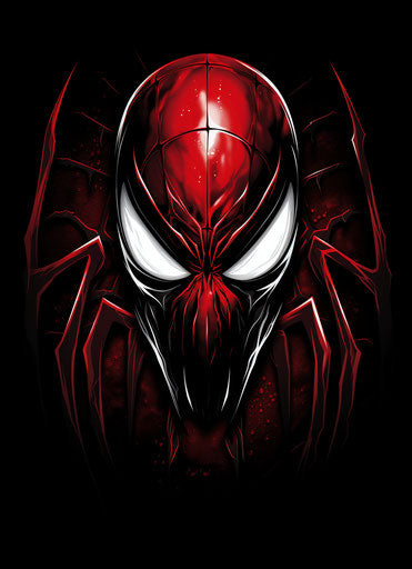 Spiderman symbol in red and black, creepypasta style, tattoo-inspired