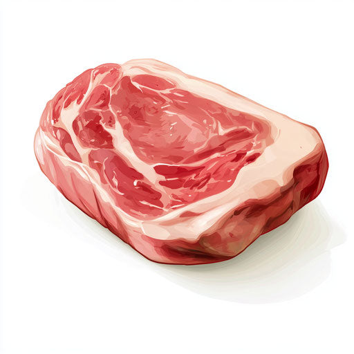 Realistic 3D ham with flat white background, isolated clipart