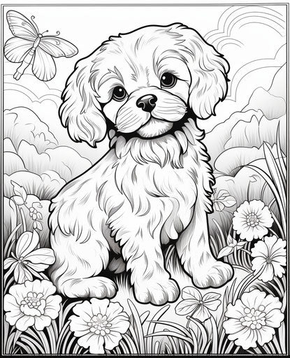 Captivating cute cartoon dog coloring page