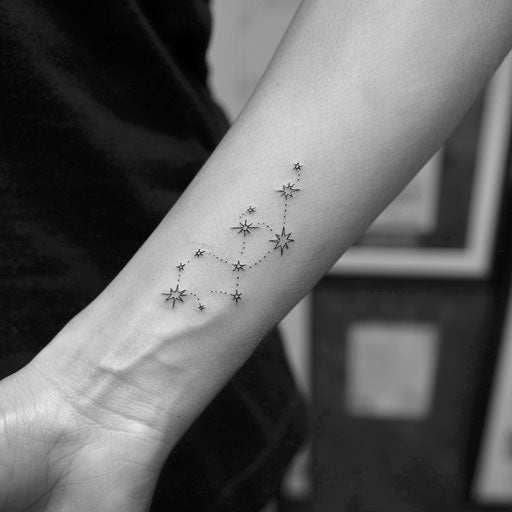 Flat tattoo sketch of the Aquarius constellation