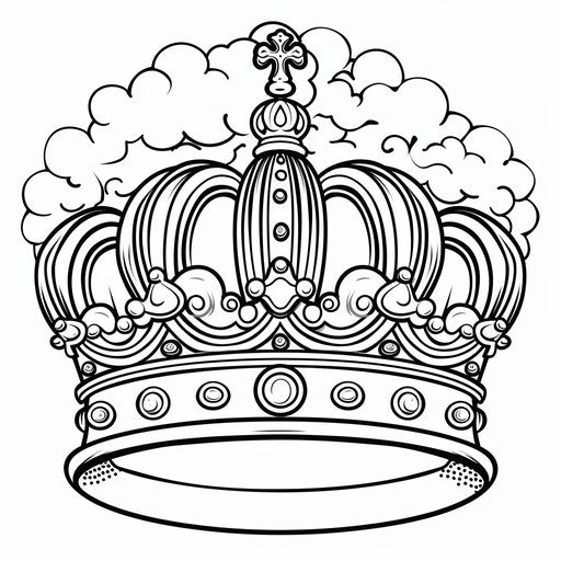 Colorful crown with a rainbow and clouds