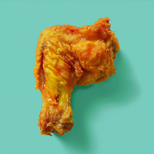 Realistic chicken wing clipart on flat teal background