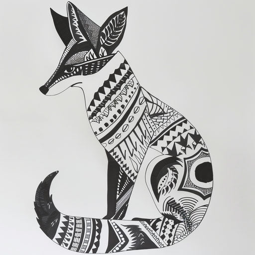 Fox tattoo inspired by Scandinavian folk art