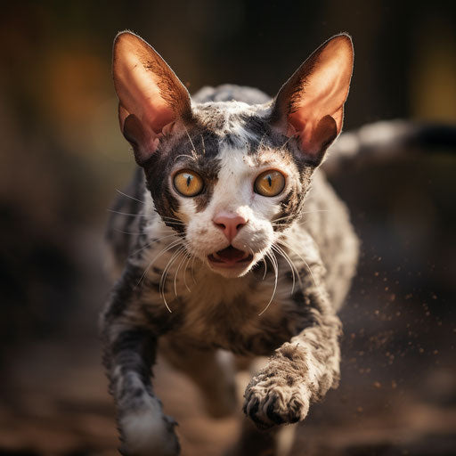 Cornish rex cat running