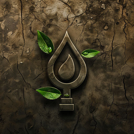 Nature-inspired plumbing logo with green accents on a natural texture background