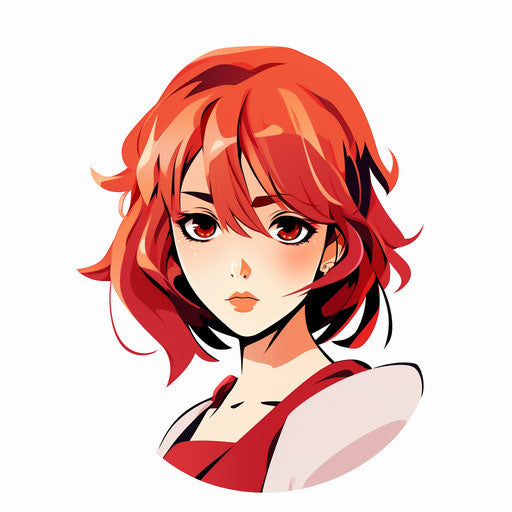 Minimalist anime clipart on white background