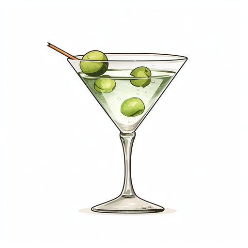 Martini clipart in the minimalist style, on white background