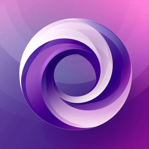 Abstract logo design art in purple and white on colorful gradient