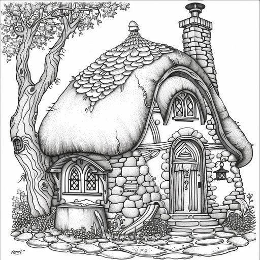 Whimsical acorn-shaped fairy house with door and windows