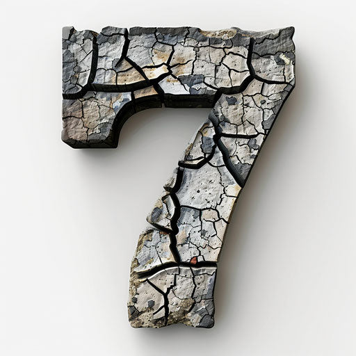 Realistic number 7 clipart on flat white background