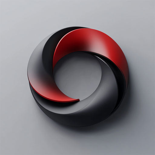 Creative 3D logo with stylized torus shape and dynamic gradient