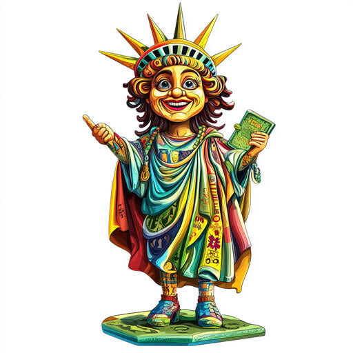 Humorous caricature of a statue of liberty caricature clipart