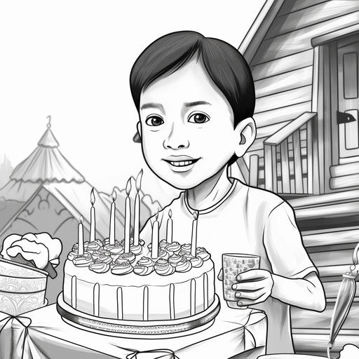 Happy birthday coloring page for kids